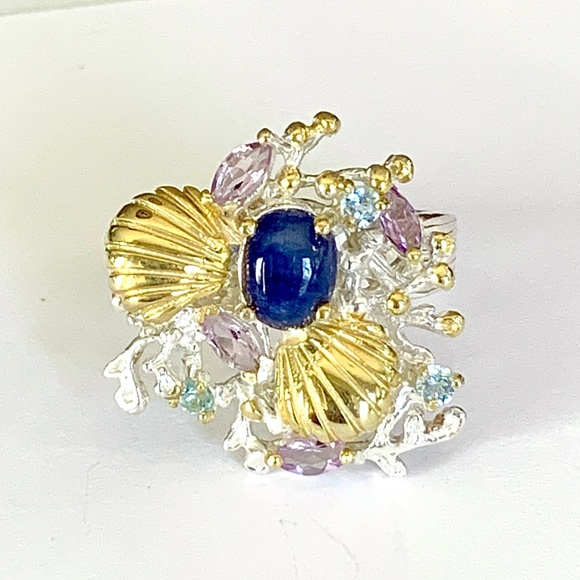 Coastal Beauty Blue Sapphire & Kuhnzite Ring